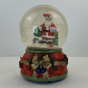 Vintage Santa Claus Musical Christmas Snow Globe Glitter Snow Jingel Bells 5.75"